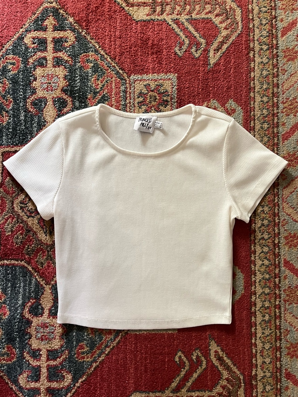 Princess Polly White Ribbed Cropped Tee